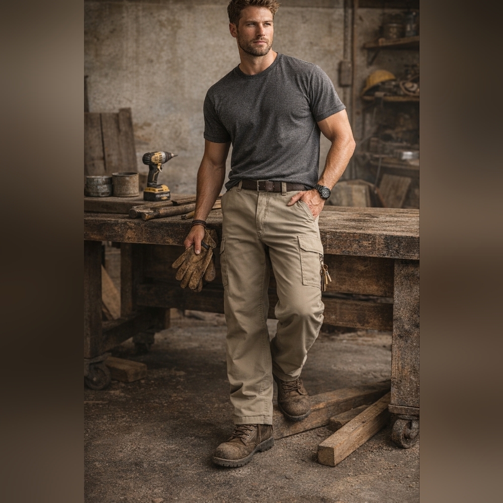 Dickies Pants Mens 42×30 Utility Cargo Khaki Workwear Carpenter Rugged Outdoors - Picture 12 of 12